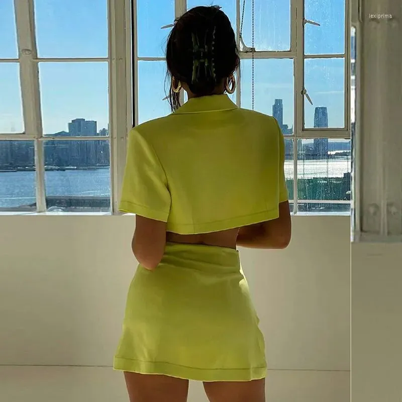 Green Crop Stylish Top Skirt Set