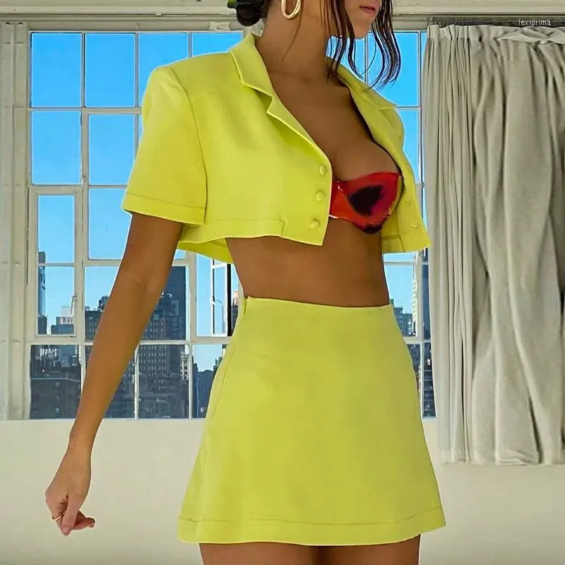 Green Crop Stylish Top Skirt Set