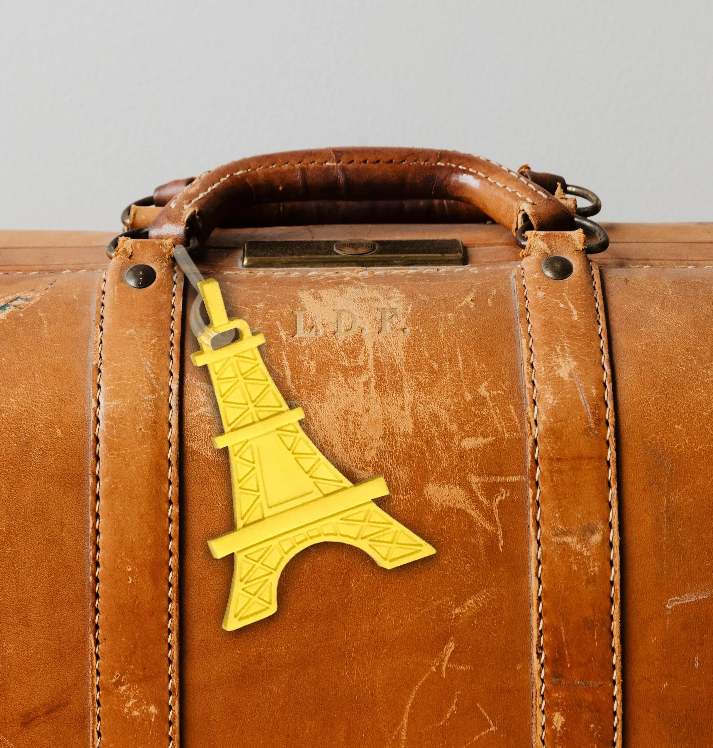 green eiffel tower luggage tag