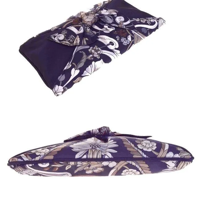 Gucci Garden Souvenir Positano Floral Print Style Purse Blue Silk Clutch
