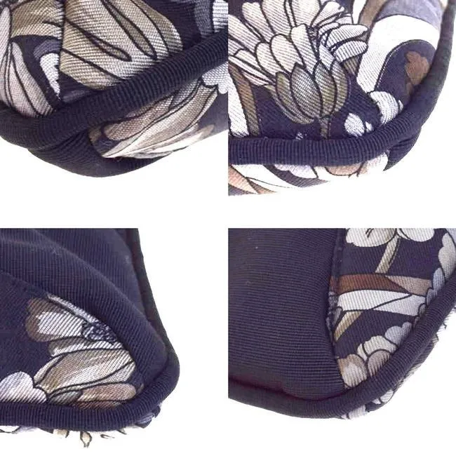 Gucci Garden Souvenir Positano Floral Print Style Purse Blue Silk Clutch