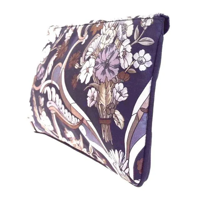 Gucci Garden Souvenir Positano Floral Print Style Purse Blue Silk Clutch