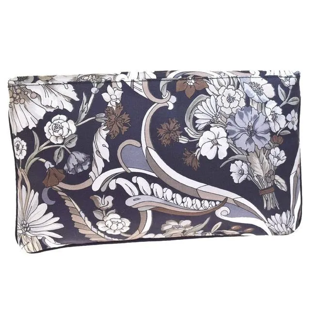 Gucci Garden Souvenir Positano Floral Print Style Purse Blue Silk Clutch