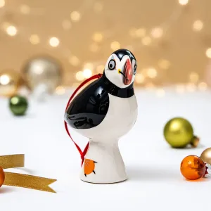Handmade Ceramic Puffin Hanging Decoration x 4