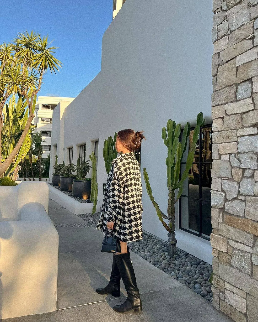 Hannah Houndstooth Stylish Shirt Jacket
