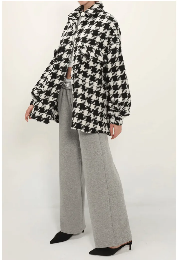 Hannah Houndstooth Stylish Shirt Jacket