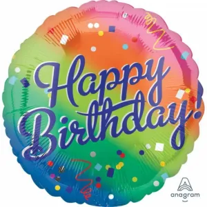 Happy Birthday Fancy Type Rainbow Foil Balloon - 45cm