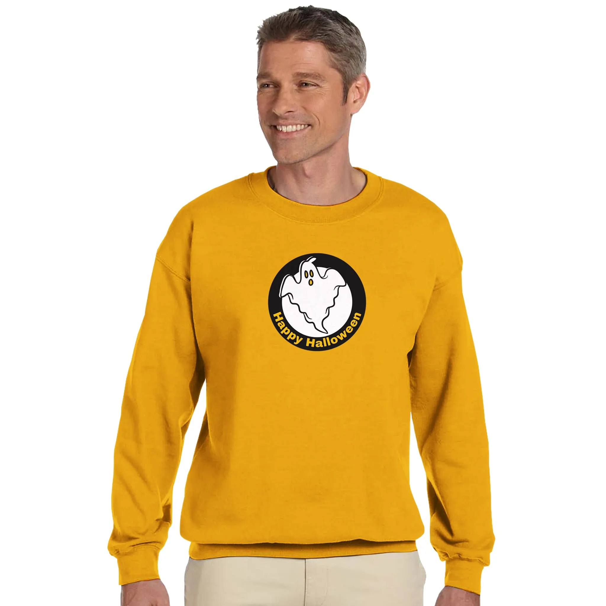 Happy Halloween Ghost | Adult Unisex Crewneck Sweatshirt | Gildan® 18000