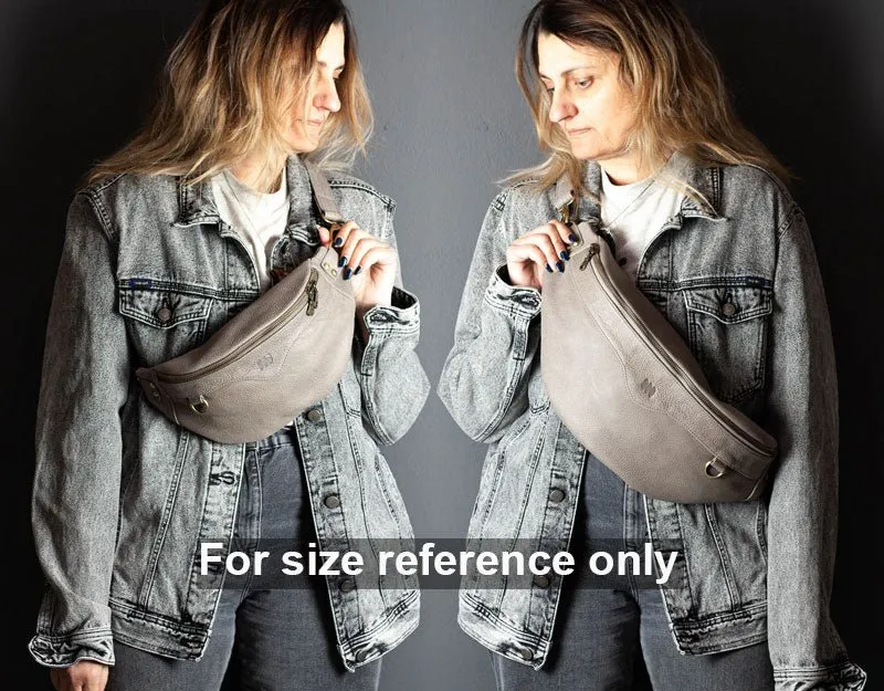 Haris fanny pack - Stone grey handwoven leather