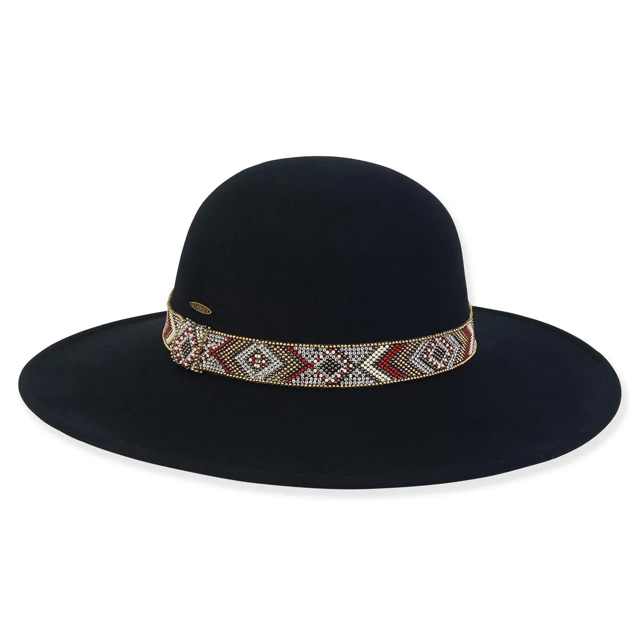 Hat - Black/Multi Colored Beaded Headband-Women's-AD1513A