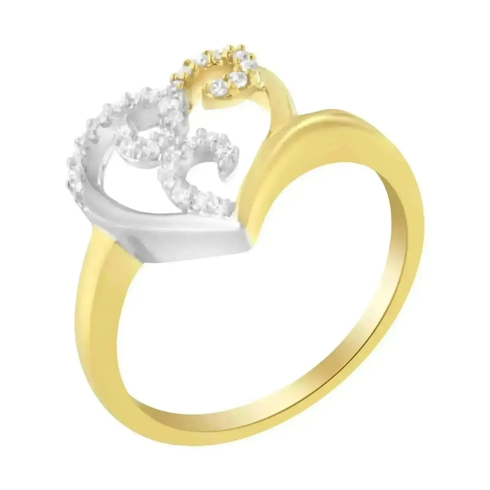 Heartfelt Two-Tone 10K Gold Diamond Cluster Ring with Radiant 0.15 Carat Brilliance