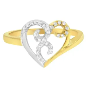Heartfelt Two-Tone 10K Gold Diamond Cluster Ring with Radiant 0.15 Carat Brilliance