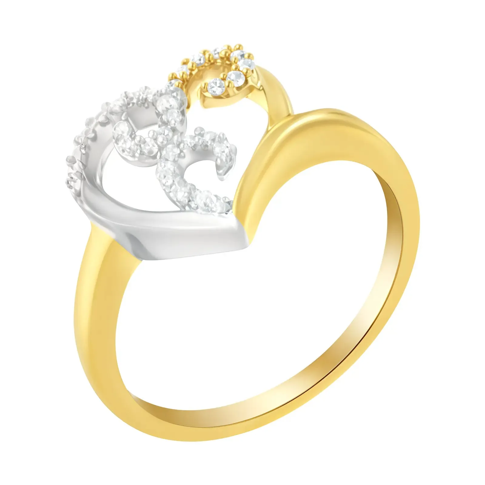 Heartfelt Two-Tone 10K Gold Diamond Cluster Ring with Radiant 0.15 Carat Brilliance