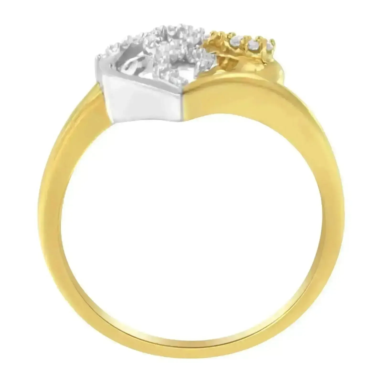 Heartfelt Two-Tone 10K Gold Diamond Cluster Ring with Radiant 0.15 Carat Brilliance