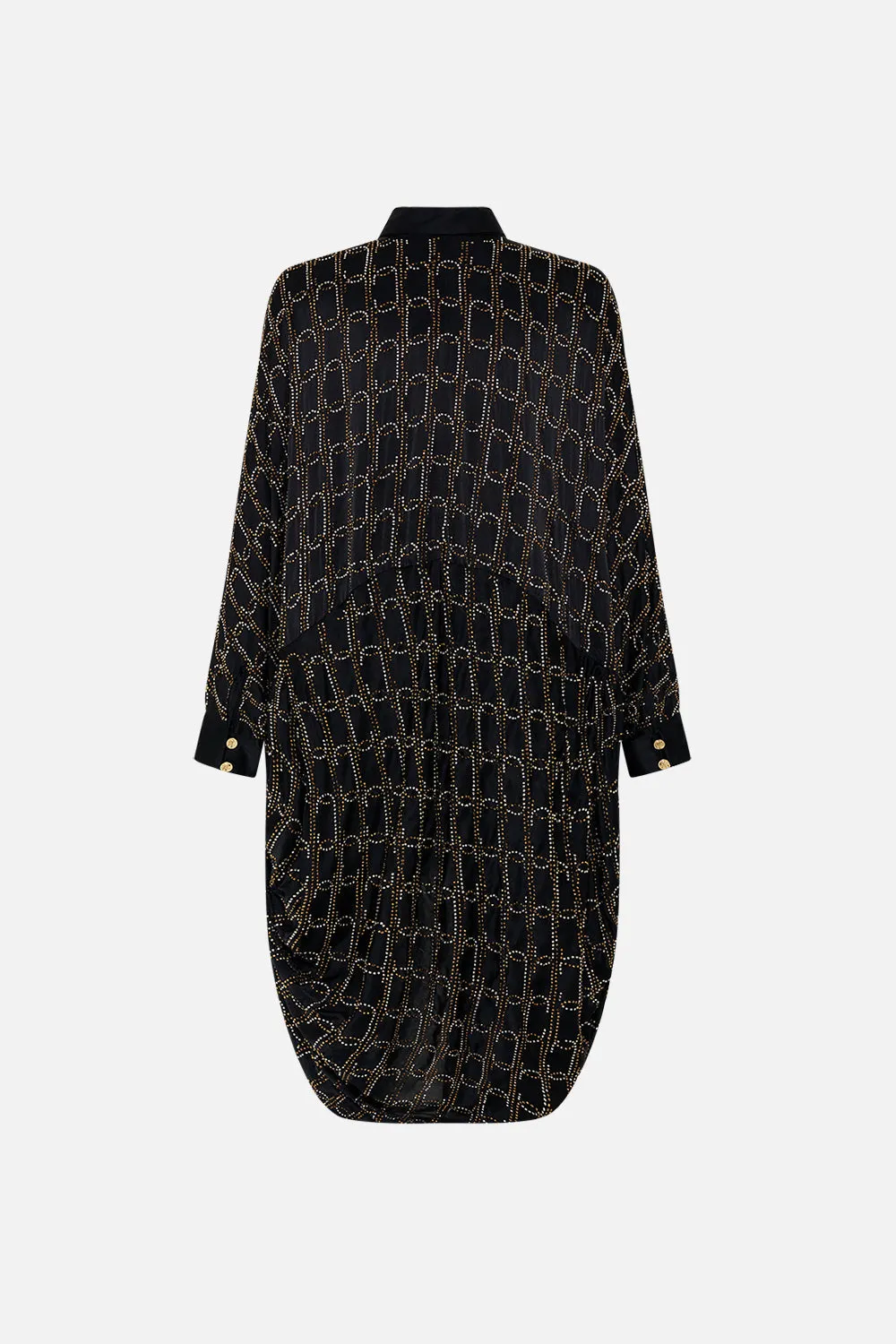 HOTFIX BUTTON UP TOP WITH DRAPED BACK FILM DIVA