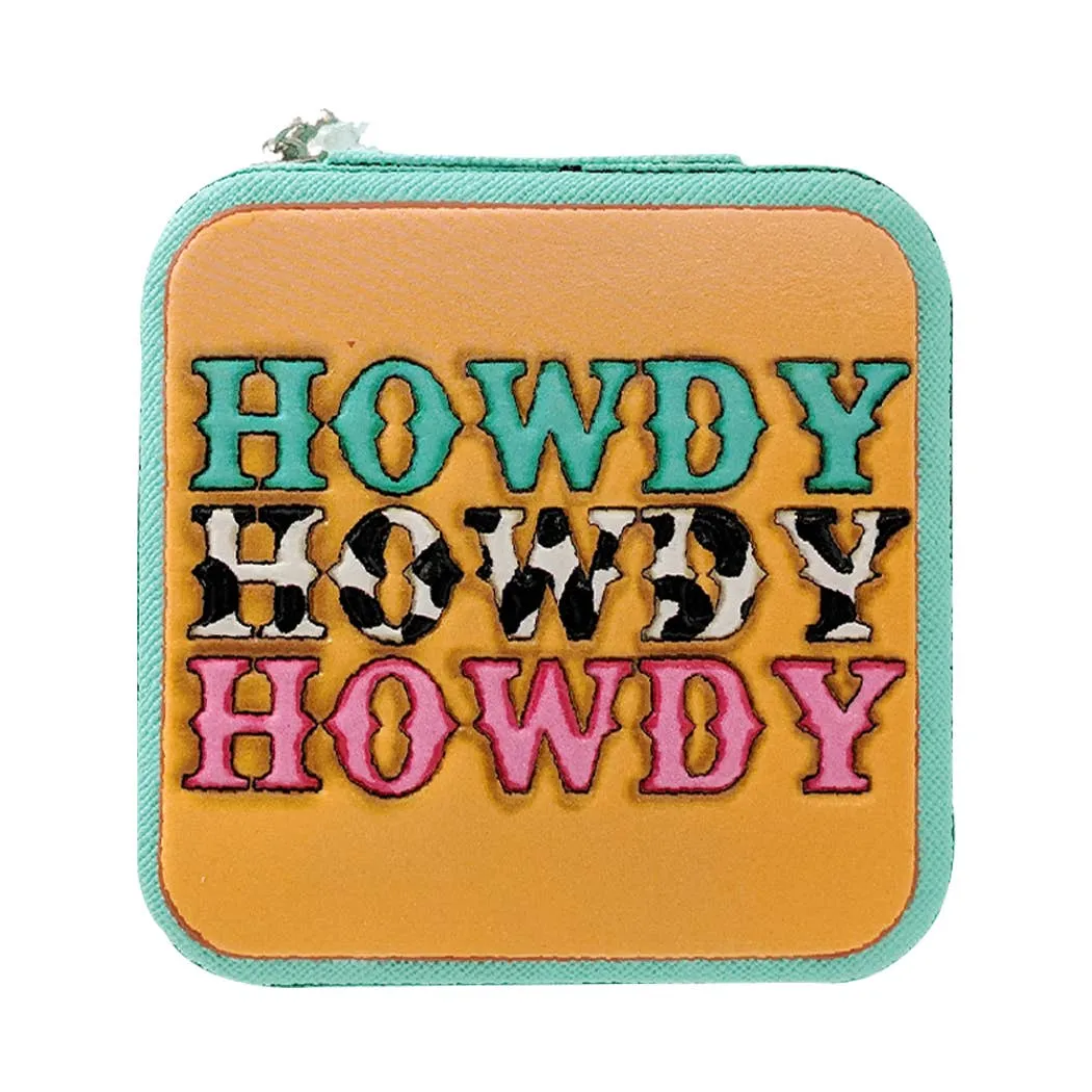 Howdy Letter Western Pattern Leather Jewelry Box