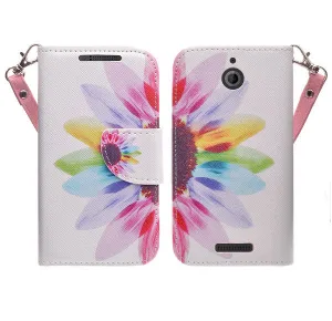 HTC Desire 510 Case, Wrist Strap Magnetic Fold[Kickstand] Pu Leather Wallet Case with ID & Credit Card Slots for HTC Desire 510 - Vivid Sunflower