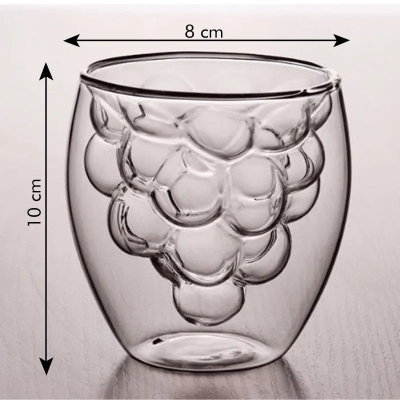 Intricate Grape Shaped Double Walled Glass