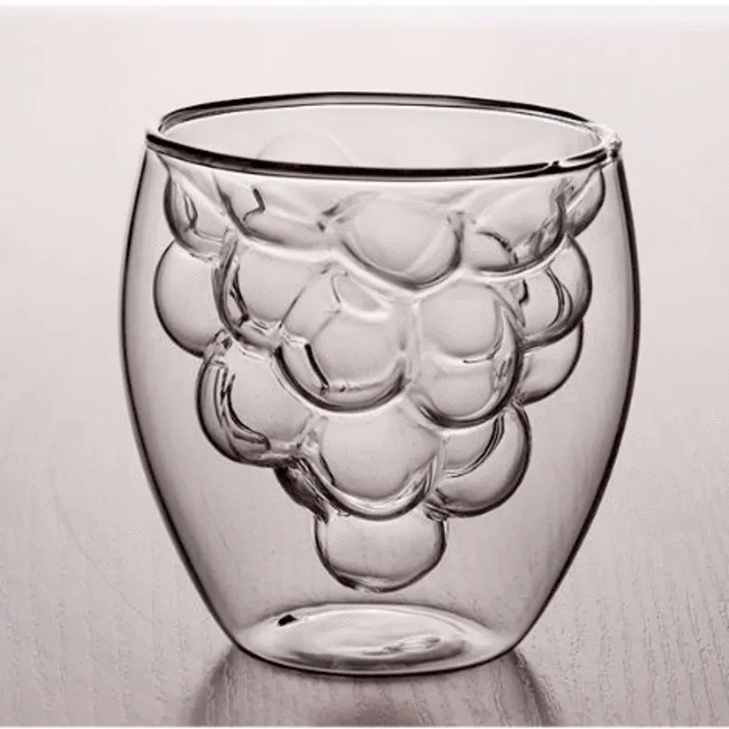 Intricate Grape Shaped Double Walled Glass