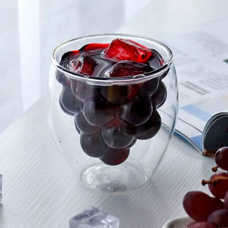 Intricate Grape Shaped Double Walled Glass