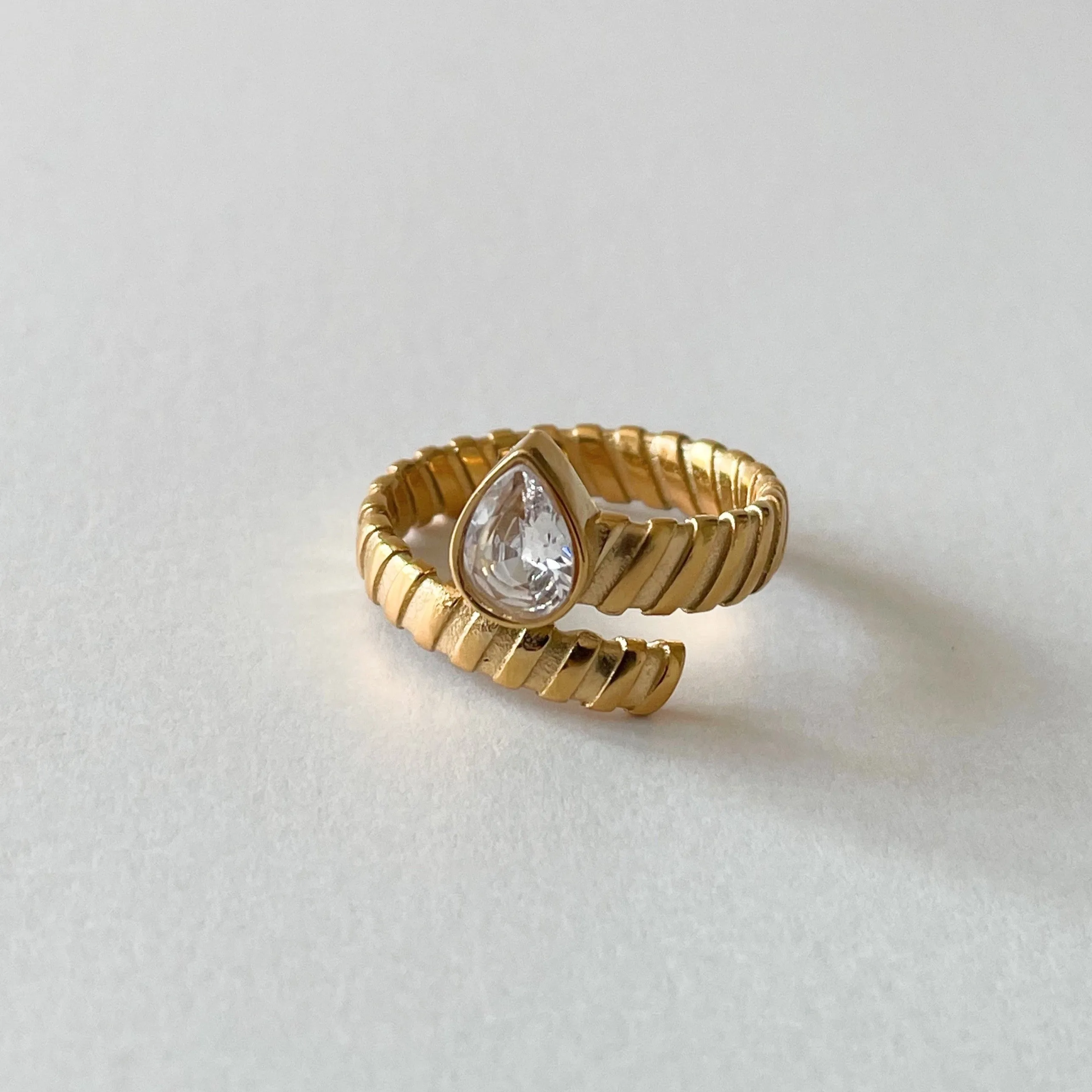 Kali Luxe 18k Gold Plated Clear Wrap Ring