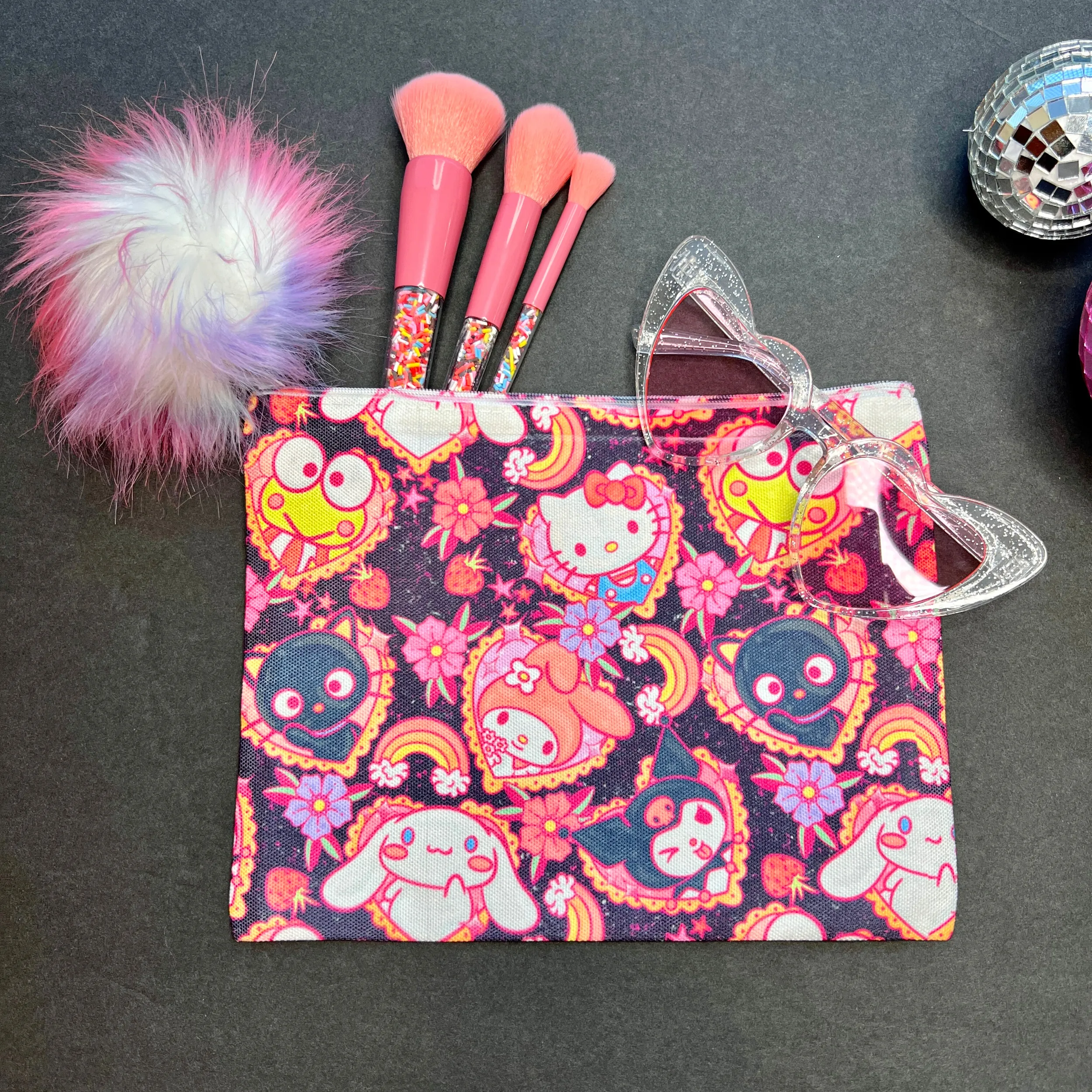 Kawaii Kitty Canvas Makeup Bag