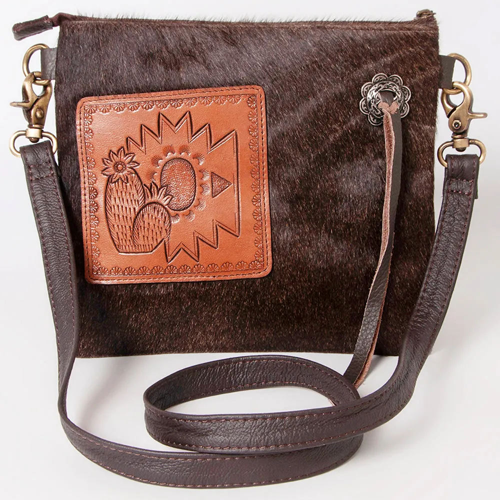 KBK117 - KBK117 -CROSS BODY Hand Tooled Saddle Leather with Cowhide Leather Ladies Bag KBK117 - KBK1