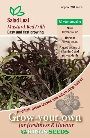 Kings Seeds Salad Leaf Mustard Red Frills Seeds
