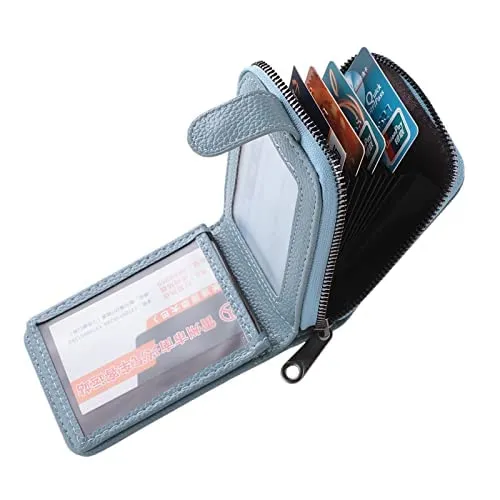 Kuber Industries Card Holder Wallet for Men Women|Debit Credit Card Holder|Wallet for Id, Visiting Card, Buisness Card|RFID Protected|Button & Zipper Closure Wallet|Blue (Pack of 6)