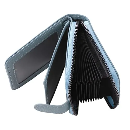 Kuber Industries Card Holder Wallet for Men Women|Debit Credit Card Holder|Wallet for Id, Visiting Card, Buisness Card|RFID Protected|Button & Zipper Closure Wallet|Blue (Pack of 6)