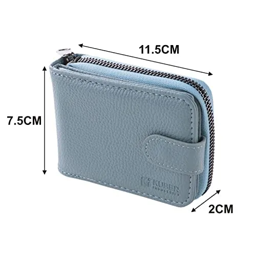Kuber Industries Card Holder Wallet for Men Women|Debit Credit Card Holder|Wallet for Id, Visiting Card, Buisness Card|RFID Protected|Button & Zipper Closure Wallet|Blue (Pack of 6)