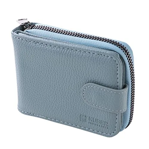 Kuber Industries Card Holder Wallet for Men Women|Debit Credit Card Holder|Wallet for Id, Visiting Card, Buisness Card|RFID Protected|Button & Zipper Closure Wallet|Blue (Pack of 6)