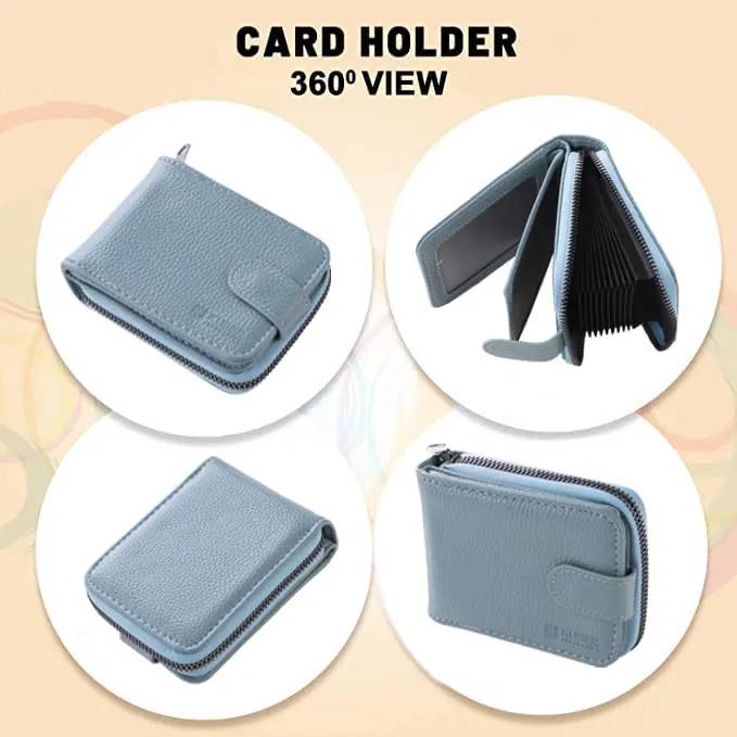 Kuber Industries Card Holder Wallet for Men Women|Debit Credit Card Holder|Wallet for Id, Visiting Card, Buisness Card|RFID Protected|Button & Zipper Closure Wallet|Blue (Pack of 6)