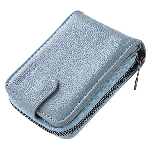 Kuber Industries Card Holder Wallet for Men Women|Debit Credit Card Holder|Wallet for Id, Visiting Card, Buisness Card|RFID Protected|Button & Zipper Closure Wallet|Blue (Pack of 6)