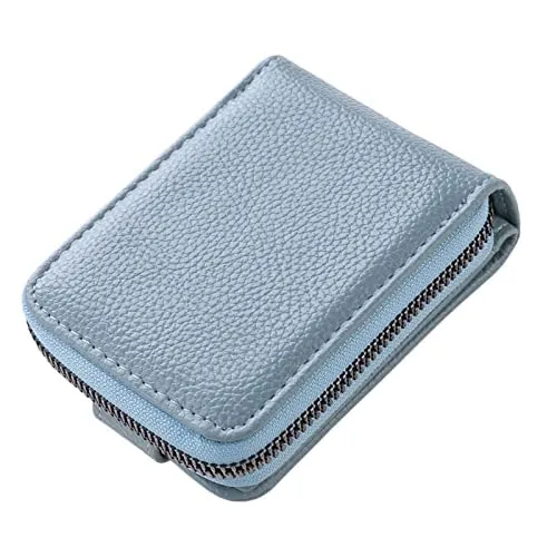 Kuber Industries Card Holder Wallet for Men Women|Debit Credit Card Holder|Wallet for Id, Visiting Card, Buisness Card|RFID Protected|Button & Zipper Closure Wallet|Blue (Pack of 6)