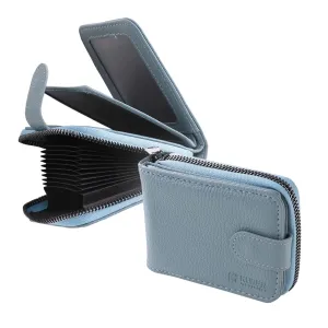 Kuber Industries Card Holder Wallet for Men Women|Debit Credit Card Holder|Wallet for Id, Visiting Card, Buisness Card|RFID Protected|Button & Zipper Closure Wallet|Blue (Pack of 6)
