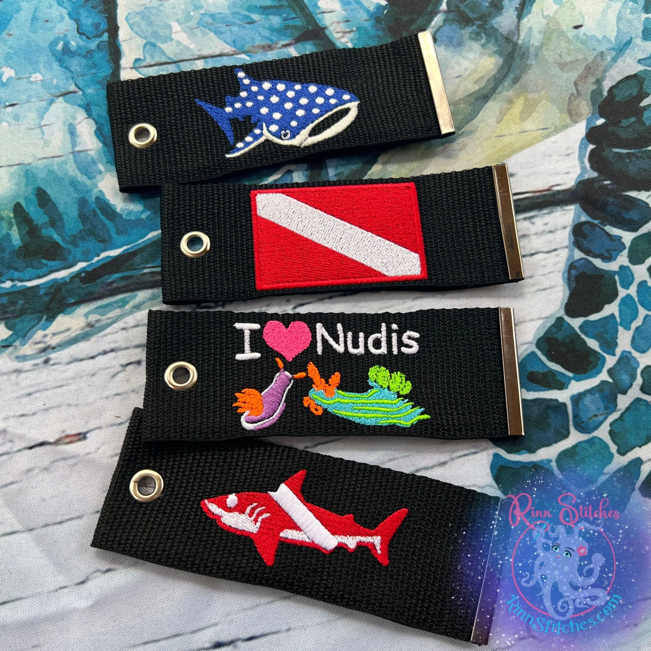 Lady Scuba Diver Luggage Tag, Personalized Embroidered Bag Tag