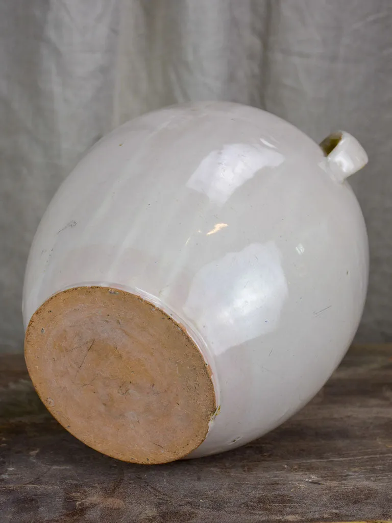 Large antique French preserving pot with white glaze