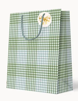 Large Gift Bag - Nordic Blue Check