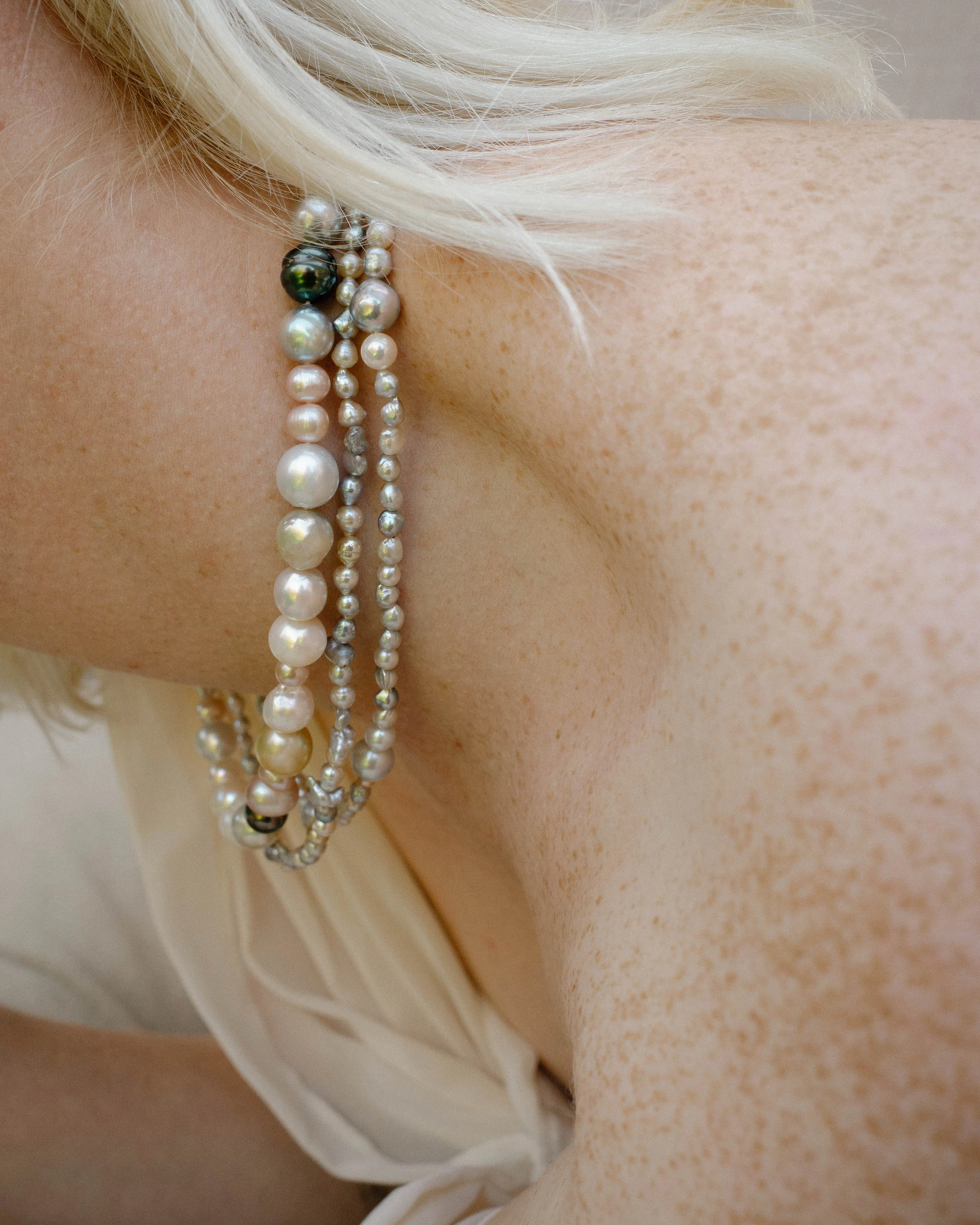 Lavender multi colored pearl Necklace