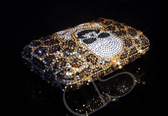 Leopard Crossbones Crystal Clutch Bag - 14cm