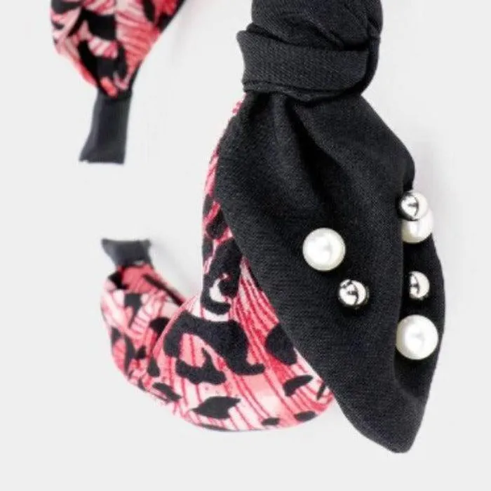 Leopard Pearl Bow Headband