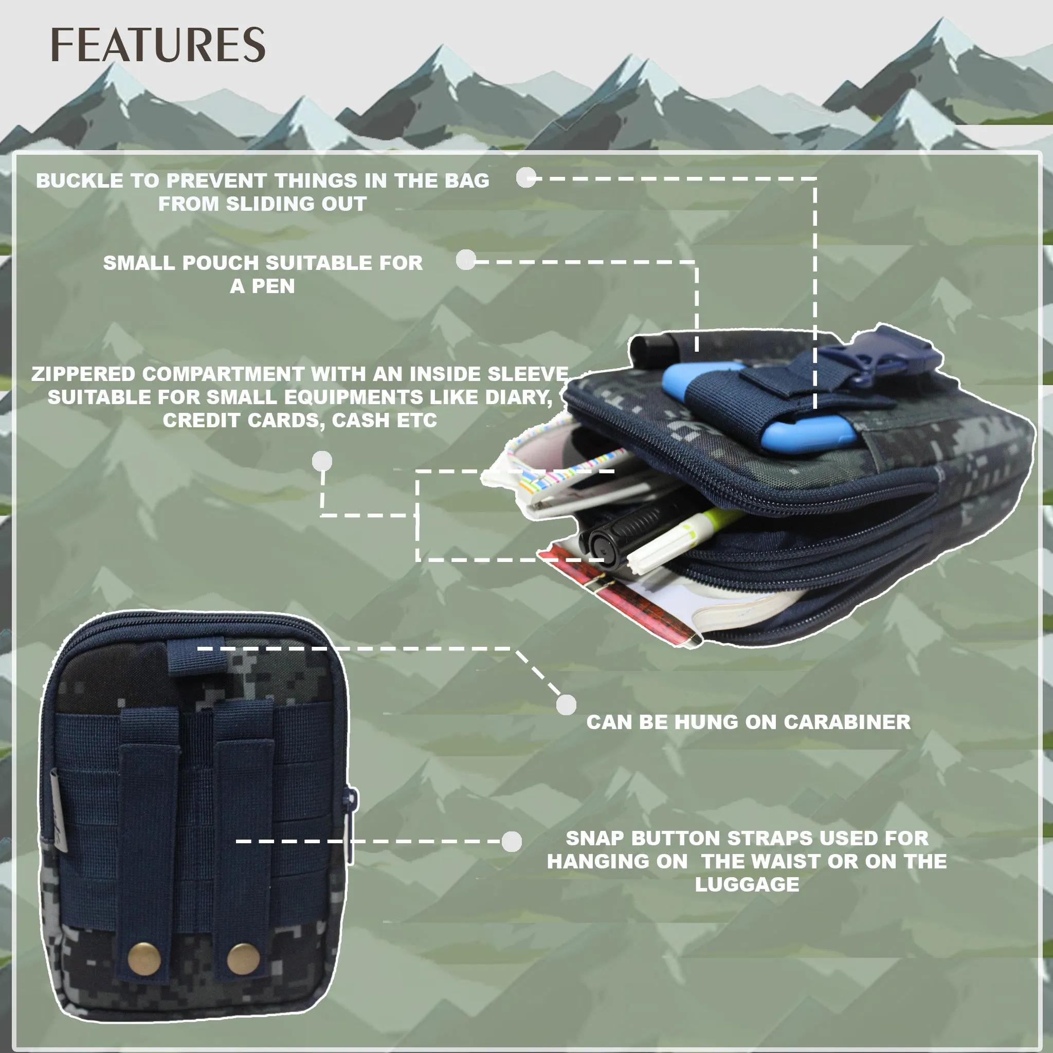 Lexan Marpat Navy Camo Waist Bag
