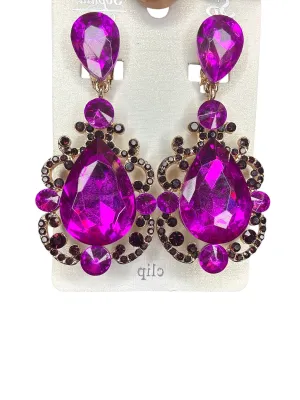 Light purple passion gem earrings / clip ons