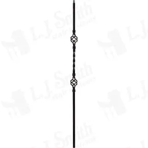 LIH-HOL2BASK44 — Double Basket Iron Baluster (1/2" Square Hollow)