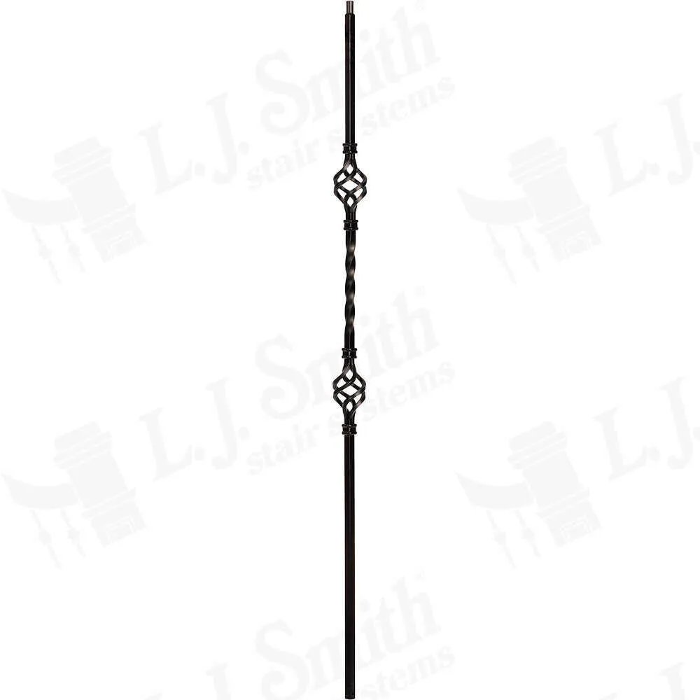 LIH-HOL2BASK44 — Double Basket Iron Baluster (1/2" Square Hollow)