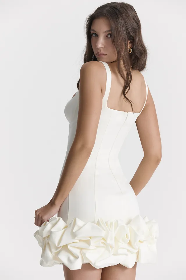 Lilou Ivory Stylish Ruffle Dress