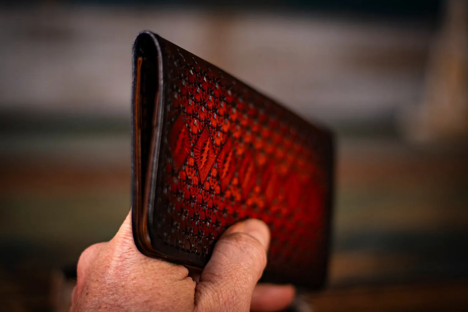Long Biker Style Handcrafted Dead- Themed Classic Rock Leather Wallet