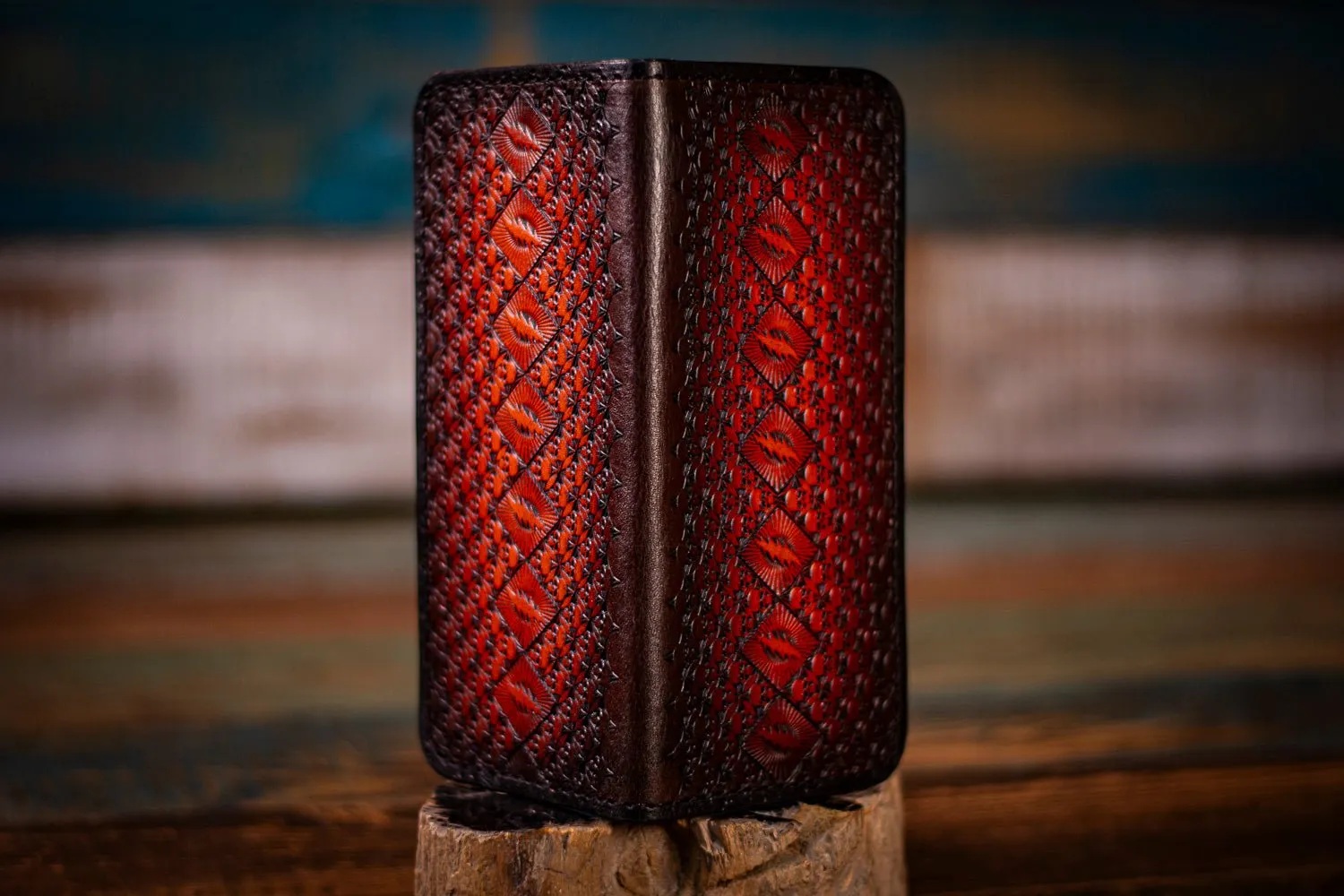 Long Biker Style Handcrafted Dead- Themed Classic Rock Leather Wallet