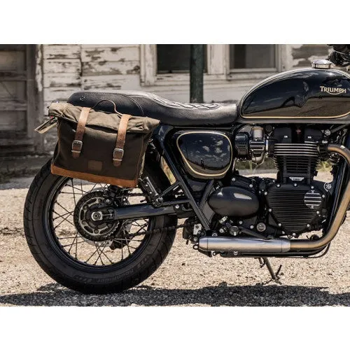 Longride Waxed Canvas Quick Release Saddlebag Black - 9.5 Liters